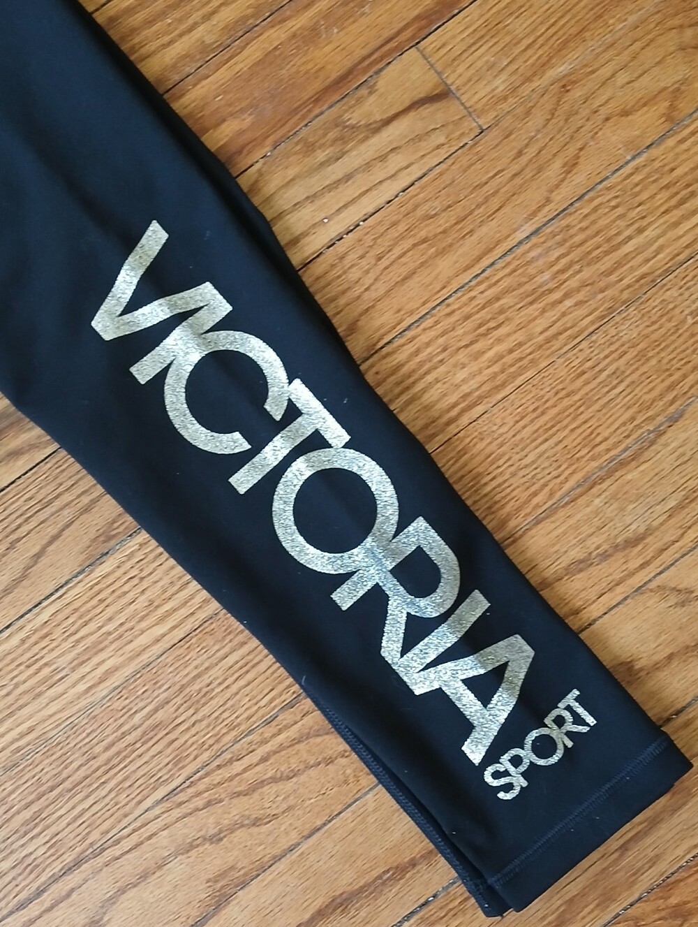 Victoria's Secret Black Leggings with Gold Victoria Logo - Picture 4 of 6